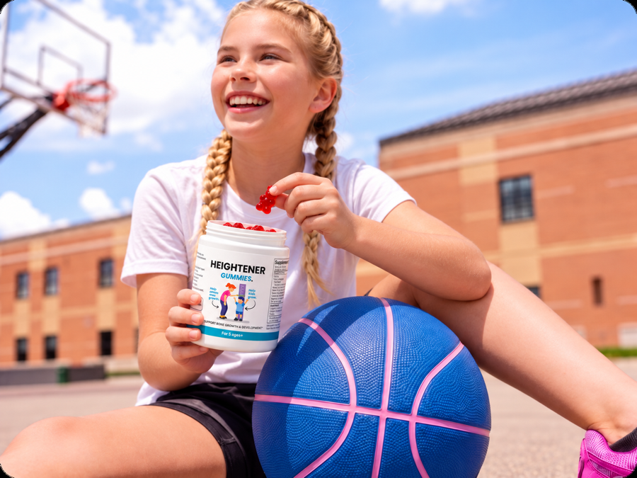 Young athlete holding kids gummies